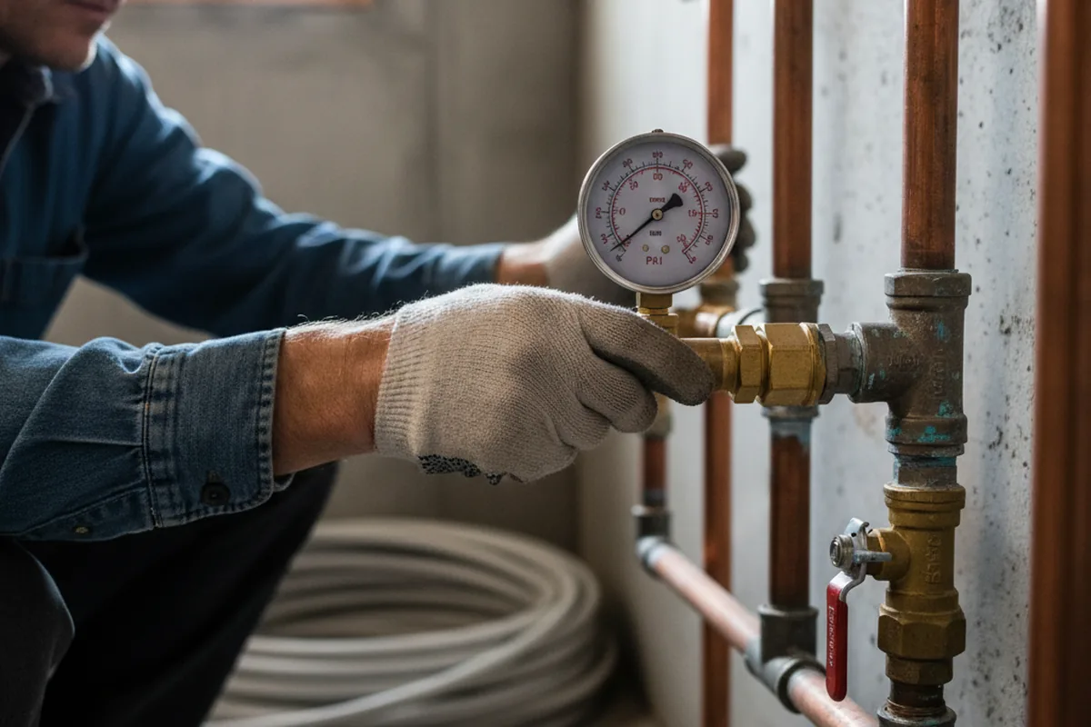 Pressure testing a repaired line during Water Line Repair in Blanchester